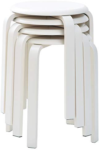 IBUYKE Chaise Salle à Manger/Tabourets de Bar 4 Pièces Empilables en Bois Massif Sièges Lisses pour Salon, Cuisine, Bistrot pour Salon, Cuisine, Bistrot Blanc 40x33x44cm RF-717-4