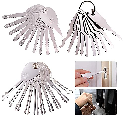 30-teiliges Lockpicking Set, Edelstahl-Multifunktions-Türschloss Schlüssel, Dietrich Reparaturwerkzeug, Passend für Elektroautoschlösser, Aktenschränke, Autodrehscheiben und Türen（Flexibel und weich）