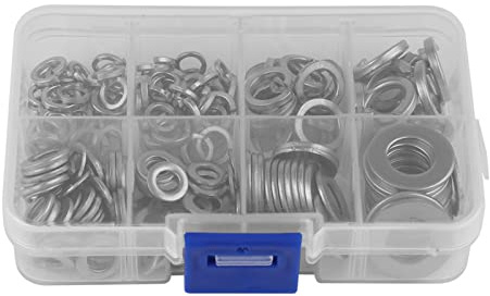 Ensemble D'assortiment de Rondelles Plates en Acier Inoxydable 200 Pièces et Rondelles de Blocage Fendues M5 M6 M8 M10 Métrique