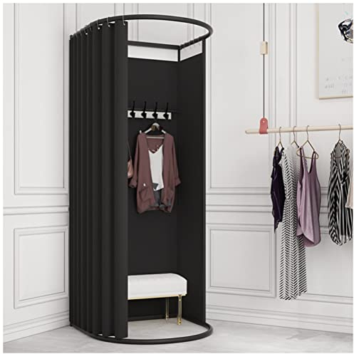 Umkleidekabine Freistehend, Temporärer Einfacher Anproberaum, Tragbarer, U-förmige Beweglicher Umkleidekabinen-Sichtschutz für Bekleidungsgeschäfte, Einkaufszentren und Büro (Schwarz, 85x80x200cm)