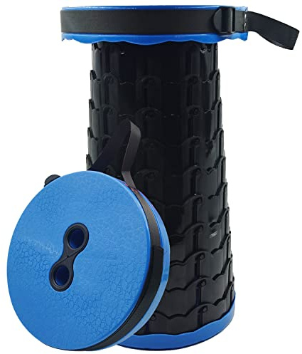 Sgabello Pieghevole Portatile, Blu Retrattile Pieghevole da Campeggio Telescopico Sedile per Campeggio, Barbecue, Pesca, Escursionismo, Barbecue, Carico 180 kg