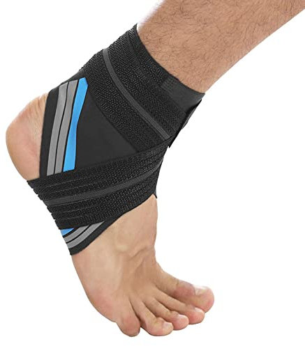 LTLCLZ 1Pcs Gym Knöchelstütze Brace Sport Fuß Schützen Verstellbare Strap Pad Fußball Radfahren Sport Socke Gewicht Wraps Protector,Blue Left,M
