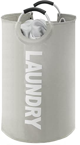 YOUDENOVA Wäschekorb Faltbar Wäschesammler Wäschesack Laundry baskets 115L große Kapazität mit Griff Hell Grau