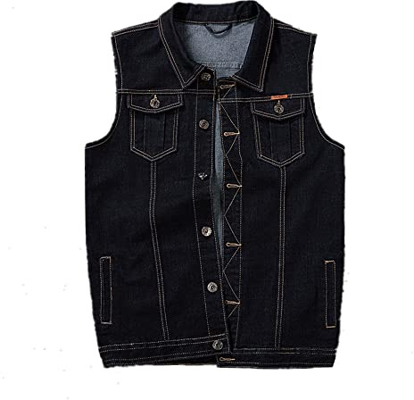 ENEN Giacca Jeans Senza Maniche Uomo Vintage Fresco Gilet Denim Capispalla Lavato Giacchetta Punk Streetwear alla Moda in Stile Casual Panciotto da Moto