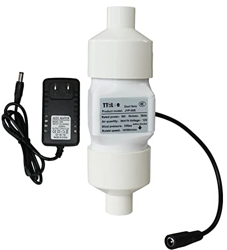 Ventola aspirante per condotti da 50mm con interfaccia per tubi in PVC da 20mm 22CFM Ventilatore di ventilazione per circolazione dell'aria 6W 12V Booster per riscaldamento raffreddamento serra