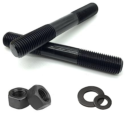 TEN-HIGH M8 M10 M12 M16 M24 Schrauben Set Doppelkopfschrauben Kohlenstoffstahl Schwarz Schrauben und Muttern Unterlegscheiben Set Senkkopfschrauben