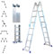 Echelle pliante articulée STAVALANCE 4x4 marches, echafaudage multifonction, ecarteur de mur, escabeau, 2 plaques plateforme de travail, Hostrom