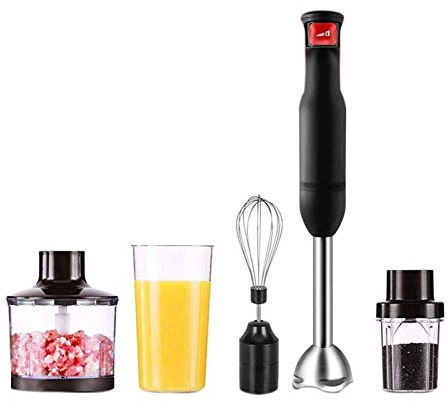 LEONYS 500W Multifunctional Hand Immersion Blender, 304 Stainless Steel Stick Blender, Mixing Beaker, Food Processor, Whisk Attachment, BPA-Free, Black