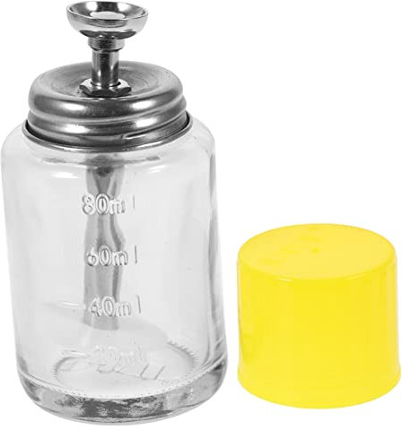 Healeved Bouteille en Verre À Pression Vide 9.5Cm Pompe Pratique pour Dissolvant Toner Maquillage Réutilisable Résistante sans Odeur