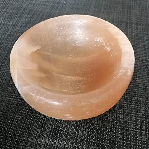 EKFBQBGW Cristal curativo Cristal de Cuarzo Natural Selenita Naranja Cuenco Redondo Piedra de la Suerte decoración de la habitación