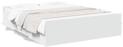 Tidyard Bettgestell mit Schubladen Futonbett Bett Holz Doppelbett/Einzelbett Futonbetten Komfortbett Bettrahmen Schlafzimmerbett Weiß 150x200 cm Holzwerkstoff