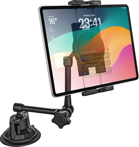 GDZN Tablet Halterung Armaturenbrett Auto, [Super Saugnapf] LKW Windschutzscheibe Tablet Halter, Schwerlast Metall Autohalterung für iPad Pro 12.9 Air Mini, Samsung Tab, Fire HD, iPhone, 4-13 Gerät