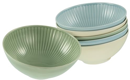 CreaTable, 24037, Serie Valencia Pastell, 6-teiliges Geschirrset für 6 Personen aus Porzelan Schalen Set aus Porzellan, spülmaschinen- und mikrowellengeeignet, Made in Europe