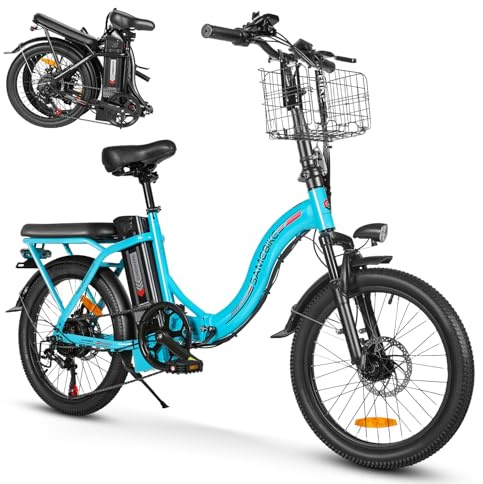 SAMEBIKE Electric Bike For Adults, 36V 13AH Removable Battery, City Commuting Motor Ebike Electric Bicycle 20 inches with Basket, Phone Holder, Cass 7 Speed, 20*2.35Tire