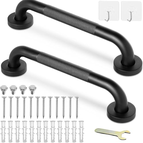 2 Pack 400mm 16inch Grab Bar Rail, Non-Slip Safety Handle, 304 Stainless | Bathroom Disability Auxiliary Handle, Chrome Grab Rail for Kitchen Bedroom Bathtub, Shower, Steps, Indoor/Outdoor