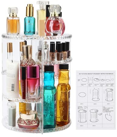 ZHYLUO Kosmetik Make Up Organizer,Schminktisch Organizer,360° Drehbar Aufbewahrung,Transparent Make Up Organizer Drehbar Kosmetik-Organizer for Dresser,Bathroom,Bedroom