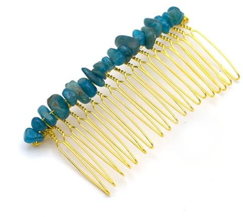 Goldener Haarkamm mit Naturstein – Elegantes Haaraccessoire für Damen, Dekorativer Kamm in Goldoptik, Stilvoller Haarschmuck für Alltag, Events, Hochzeit und besondere Anlässe – Ideal als Geschenkidee