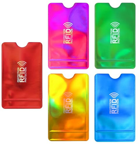 GEEHUA 10 Stück RFID Blocker Kartenhülle, Kreditkartenhülle RFID Blockierende Hüllen RFID Kartenschutzhalter Identitätsdiebstahl Prävention für Frauen und Männer (5 Farben)