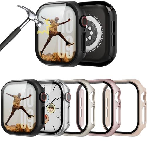 TGKML 5-Stück Hülle mit Schutzfolie für Apple Watch Series 11/10 42mm | Hard-PC Schutzhülle , Eingebaut Gehärtetes Glas, Kratzfest & Stoßfest Displayschutzfolie Zubehör