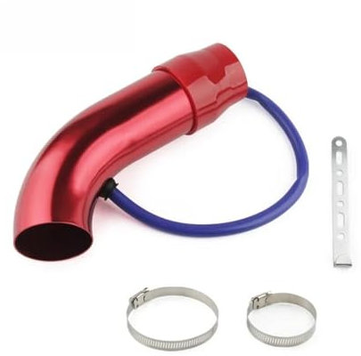 Ansaugschlauch Aluminium 3'' 75mm Universal Auto Cold Air Intake System Turbo Induktionsrohr Rohr Silber Schwarz Rot Farbe Auto Lufteinlass(Rot)