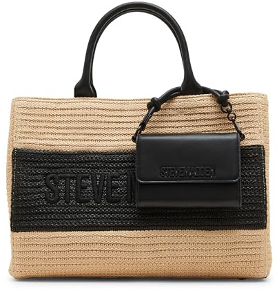 Steve Madden Damen Large Straw Satchel W Bag Lopez-S Strohtasche, groß, mit Mini-Tasche, Natürlich