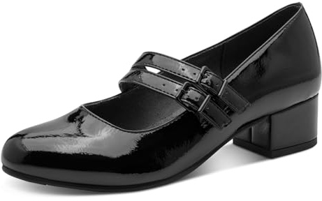 Jana Dampump med rem veganska pumps, svart patentant, 37 EU, Svart patent, 37 EU