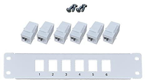LfrXtra 6 Port Cat6 RJ45 À Travers Le Panneau Correctif Coupleur avec Barreau Barre Arrière À Rack pour CAT6 UTP STP Cabring