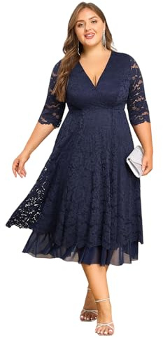 LapaPlus Vestido de fiesta de talla grande 2025 - Elegante vestido de verano para invitados de boda, vestidos formales de cóctel para mujer, Lace Garden, XL Grande
