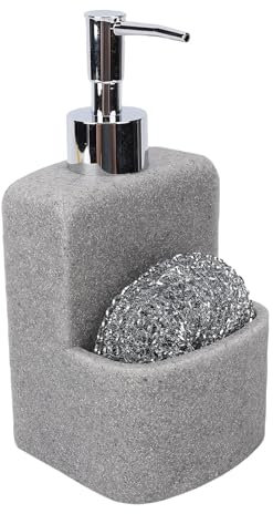 Dispenser di sapone per la, 250 ml, impermeabilizzazione 2 in 1, sapone e palla per la pulizia Dispenser di sapone a una mano con scomparto per riporre le spugne