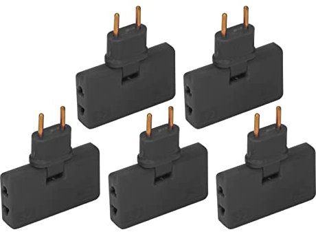BigKing 5 Stück Kabelloser EU-Steckdosenkonverter, 1 auf 3 EU-Steckdosenadapter, 180 Grad drehbar, 110 − 250 V, (Strom: 10 A, Leistung: 1500 W) (Schwarz)