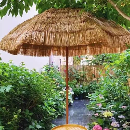 SMELEDFCFK Sombrilla Hawaiana 2,4m Parasol De Paja Tropical Parasol Exterior Inclinable Sombrilla Rafia Redonda Parasol Piscina Terraza Jardín