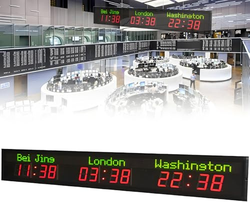 Orologio Mondiale Digitale a LED, Orologio Mondiale Da Parete, Orologio Digitale Con Fuso Orario a 3/4 Città, Orologio Con Fusi Orari Mondiali, Orologio Mondiale,3citytime