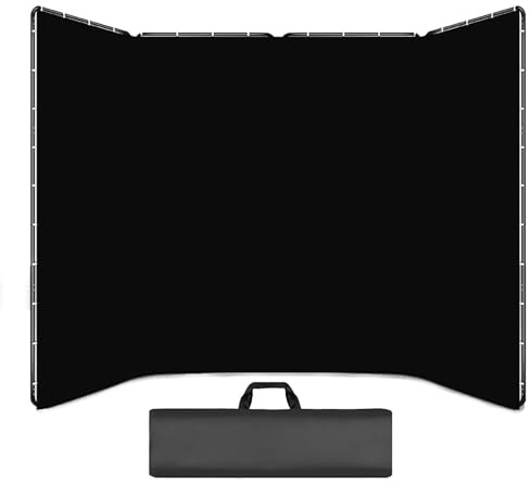 Cornice pieghevole per fondale panoramico, fondale per schermo grande con supporto e borsa portaoggetti, sistemi di supporto per fondali fotografici antirughe per riprese video(Black)