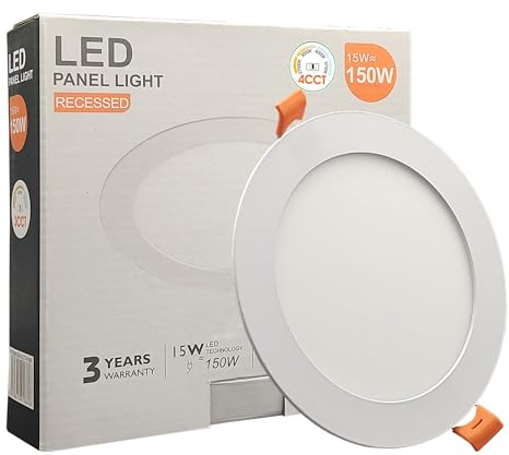 FactorLED Downlight LED Circular 15W (150W) Slim, Ø170x22mm, 1650Lm, Placa Redondo Empotrable, Panel Extraplano, Corte techo Ø155mm, Luz Seleccionable 2700K-3000K-4000K-5700K (4CCT)