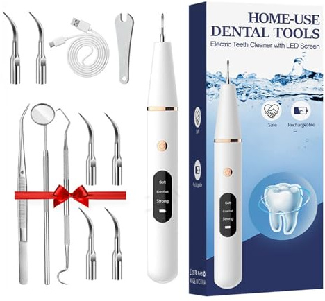ZahnJuwel Dental Cleaner Pro Ultraschall Zahnreiniger für Menschen, Zahnsteinentferner mit 3 Betriebsmodi, LED-Licht, Zahnfleischschutz, IPX7 wasserdicht