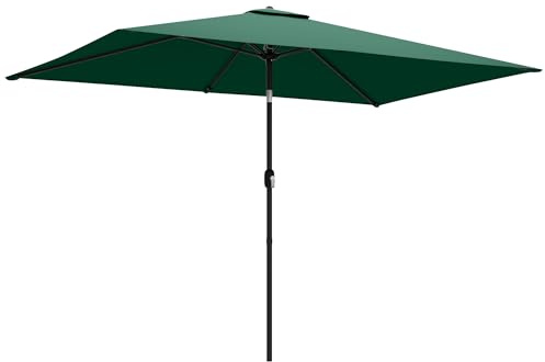 Outsunny Parasol de balcon, inclinable, 300 x 200 cm, avec housse de manivelle, protection UV, rectangulaire, résistant au vent, stable, protection solaire, pour jardin, balcon, terrasse, vert