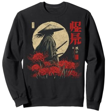 Samurai Guerriero Rosso Ragno Giglio Fiore Anime Otaku Giapponese Felpa
