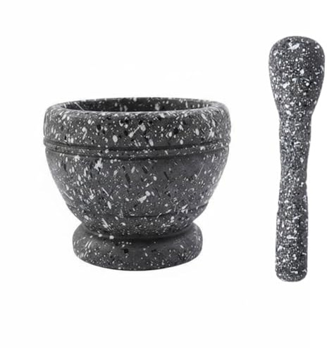 LRXFPIYF Mortero de Recipiente de Especias Utensilio para Prensar Cuenco de Cocina Manual de Material PP Apto para Uso en Cocina, Clásico Textura De Granito - Taza Pequeña
