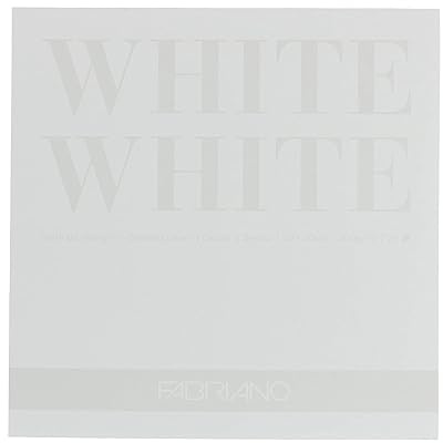 Honsell 19100417 - Fabriano White White Block, strahlend weißes Papier mit matter, unbeschichteter Oberfläche, 300 g/m², 20 x 20 cm, 20 Blatt, ideal für Pastelle, Farbstifte und Marker