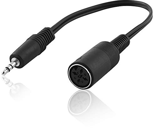20cm Audio Stereo Kabel Aux in Out, 3,5mm Klinke Stecker männlich auf 5pol Würfel Buchse Kupplung weiblich, Schwarz