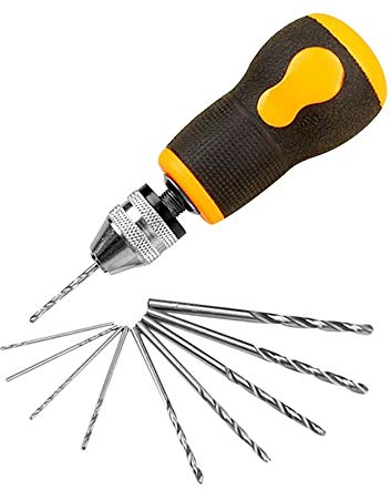 Generic Mini-Handbohrer, tragbar, klein, mit 10 Spiralbohrer-Bits