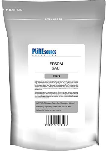 Pure Source Nutrition Epsom Salt Epsom Salts 2KG / 2000g for Bath Bathing Bath Bombs | 100% RAW Pure Natural | FCC Food Grade | Magnesium Sulphate