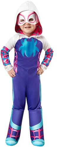 Rubie's officiella lyxdräkt Ghost Spider, Marvels Spider-Man och hans extraordinära vänner, för småbarn, barnkläder, 2–3 år halloween
