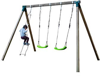 | MASGAMES | MASGAMES | Columpio de Madera Yua | 2 Asientos Planos + 1 Escalera de Cuerdas | Anclajes incluidos | Uso doméstico |