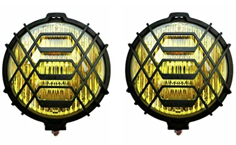 MelTruck® Lot de 2 phares antibrouillard H3 ronds halogènes 12/24 V Jaune