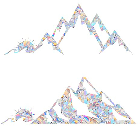 5 Pieces Mountain and Sun Wave Window Clings - Anti-Collision Decals to Save Birds from Glass Collisions,Non Adhesive Reusable Vinyl Rainbow Stickers