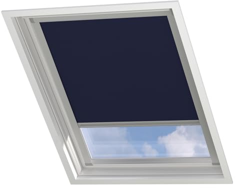 Radeco® Dachfenster verdunkelungsrollo für Velux M06/14/306 dunkelblau mit Führungsschiene, Rollo für dachfenster, velux dachfenster Rollo, verdunklungsrollo für velux