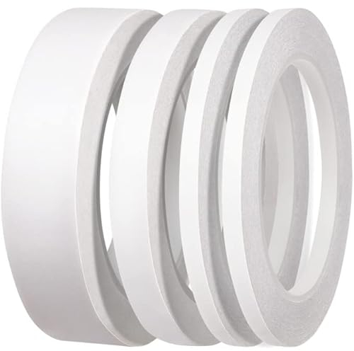 YISUMEI 4 Rollen Selbstklebendes doppelseitiges Klebeband zum Handwerksklasse Büro DIY mit 25 Meter pro Rolle(6mm/12mm/25mm)