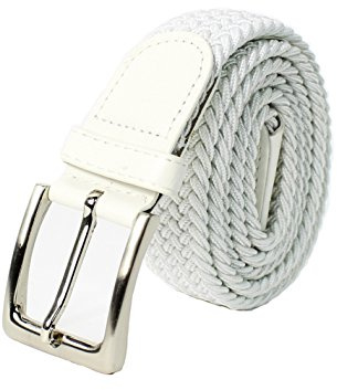 GLOMY * Flätat elastiskt bälte för pojkar och flickor, kvinnor och män 2,50 cm bredd, Vit, 85
