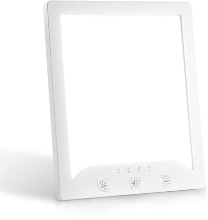 Alatinlamp UV-Free 2000-10000 Lux SAD Lamp with 3 Color Temperatures, Adjustable Brightness, Full Spectrum Therapy for Seasonal Mood Changes (Large, Square)